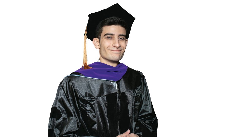 Male graduate in cap and gown
