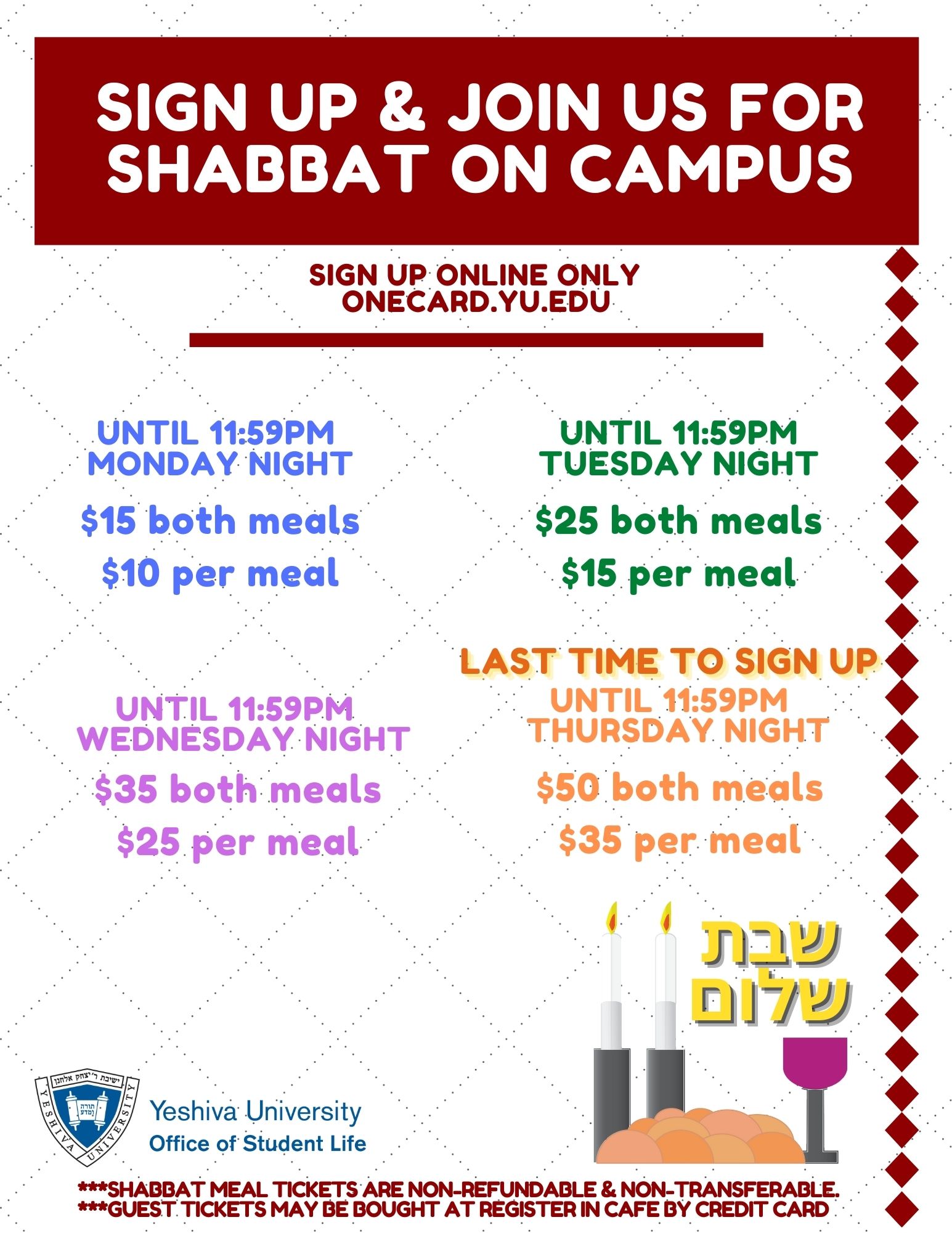 Shabbat Pricing