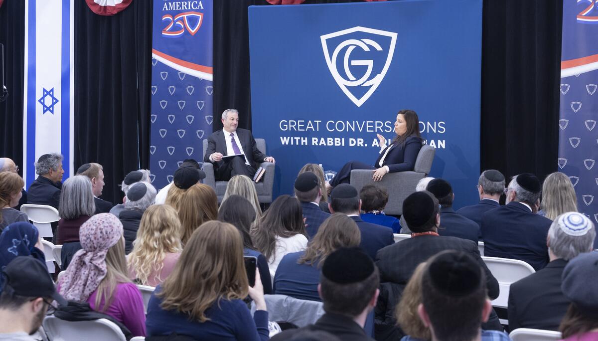 Rep. Elise Stefanik and Rabbi Dr. Ari Berman discuss the future of higher education during the event.