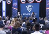 Rep. Elise Stefanik and Rabbi Dr. Ari Berman discuss the future of higher education during the event.