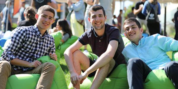 Undergrad students on beanbags