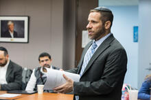 Male orthodox Jewish teacher in class