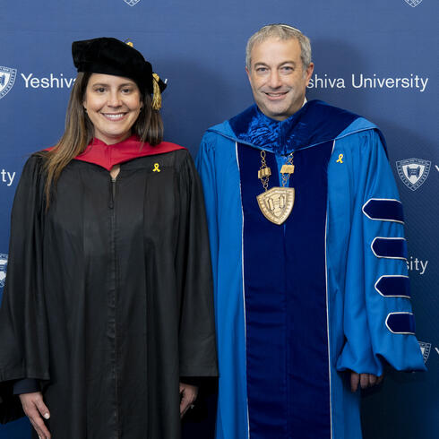 Rabbi Dr. Ari Berman will discuss the future of higher education with Rep. Elise Stefanik on April 22 at Yeshiva University. YU previously honored Rep. Stefanik with its Presidential Medallion for Global Leadership at its 2025 Commencement exercises, pictured above.