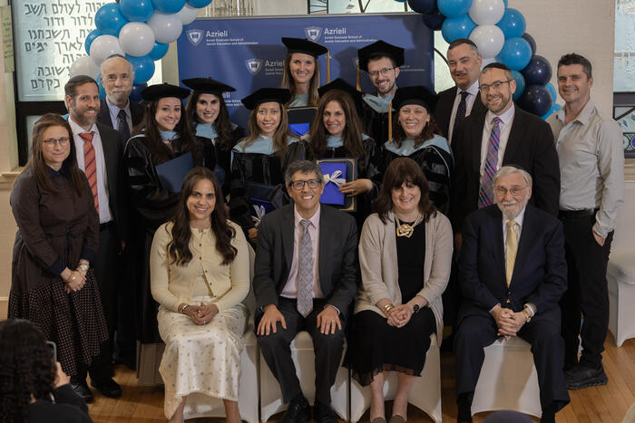 Azrieli administration with graduate students at commencement