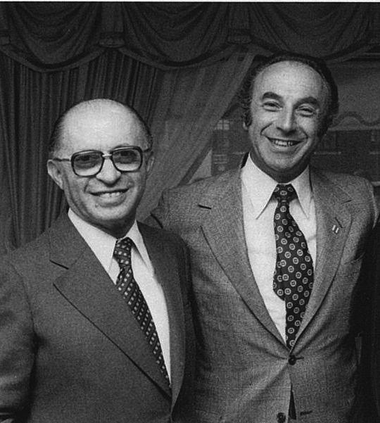 Hart Hasten, right, with Menachem Begin