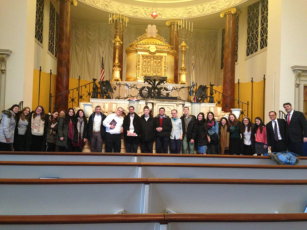 Participants on the Jewish Life Coast to Coast mission at The Temple in Atlanta, Georgia, which was bombed during the Civil Rights Movement for its rabbi's close connection with Martin Luther King Jr. 