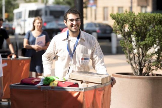 A new student moves in on the Wilf Campus last year. 