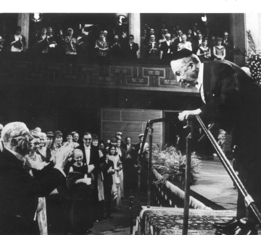 Renowned Israeli author S.Y. Agnon accepts the Nobel Prize in Literature in 1966