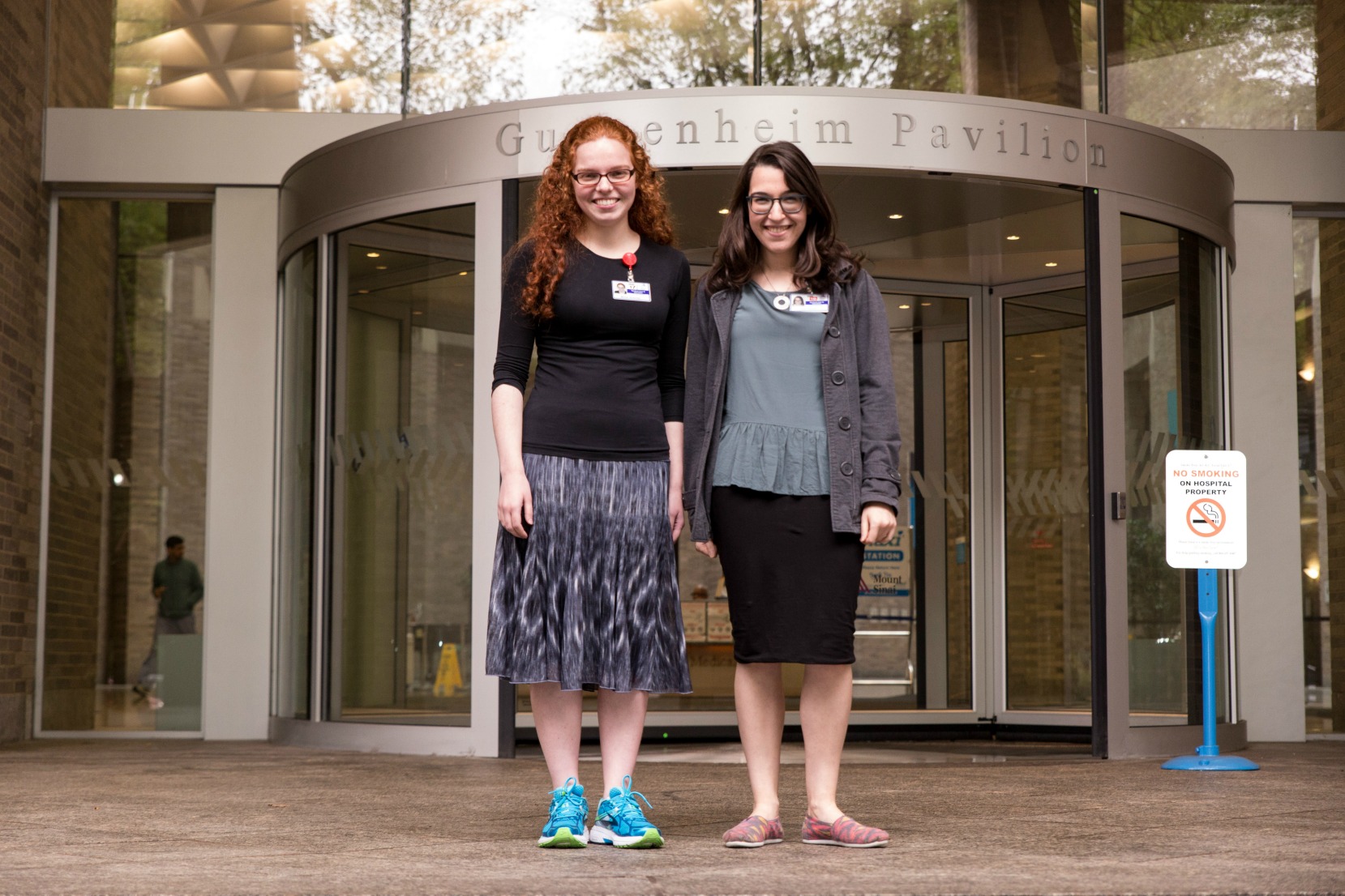 Graduate Program in Advanced Talmudic Studies (GPATS) students Michal Schechter, left, and Sara Rozner hope their experiences as chaplains at Mount Sinai Medical Center will make them more caring clinicians. 