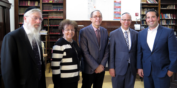 Names, Not Numbers - (l-r): Rabbi Mordechai Brownstein, English instructor; Tova Rosenberg, creator of Names, Not Numbers and director of Special Programs at Yeshiva University High Schools; Dr. Seth Taylor, principal of general dtudies at MTA; Rabbi Shalom Richter, instructor and co-ordinator of Names, Not Numbers at MTA; and Jonah Kaplan, journalist