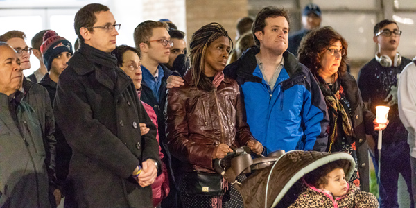 A vigil for the Tree of Life synagogue in the wake of the murder of 11 members of the shul in Squirrel Hill, near Pittsburgh. Many local elected official attended the event.