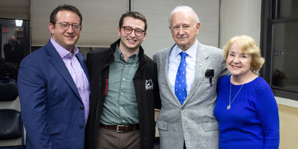 (l-r): Rabbi Ari Perl (grandson); Elimelekh Perl (great-grandson); Norbert Strauss; Dorothy Strauss