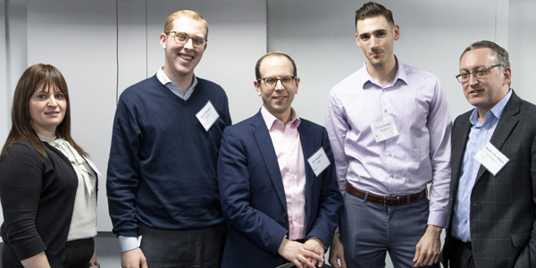 (l-r): Suzanna Sava, Jared Rutner, Zev Halstuch, Tuvia Marks, and Moshe Orenbuch