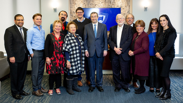 Reception for the Katz Family following the launch of the YUTorah App event in the President's office. Adina Katz and her family attended.