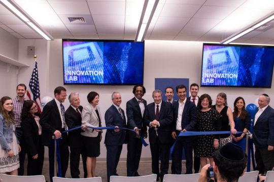 University leadership, students, faculty, and elected officials from New York State and City celebrated the grand opening of the YU Innovation Lab with a ribbon cutting ceremony. The Lab has been largely funded by a grant received from the New York State legislature, secured by State Senator Todd Kaminsky, representing the 9th district (D-Five Towns).