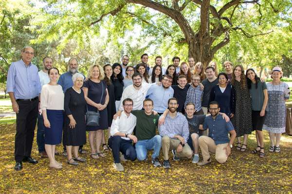 Group photos of the YU students and teachers at Bar-Ilan