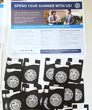 Fliers for interships and jobs at the New York Fed