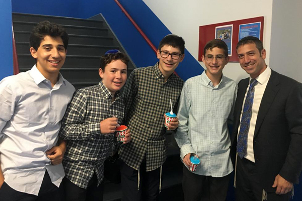 Orientation 2019 - Four boys with Josh Kahn