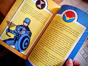 Inside pages of Superhero Haggadah