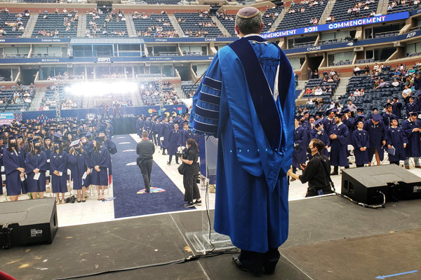 Drr. Berman speaks to the crowd at the 90th Annual Commencement